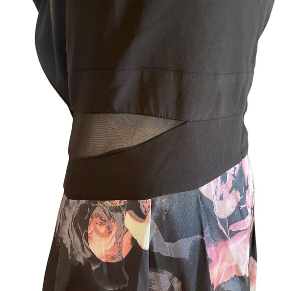 Xscape Off Shoulder Gown Black Pink Illusion Floral Print A Line Womens Size 22 - Picture 5 of 12